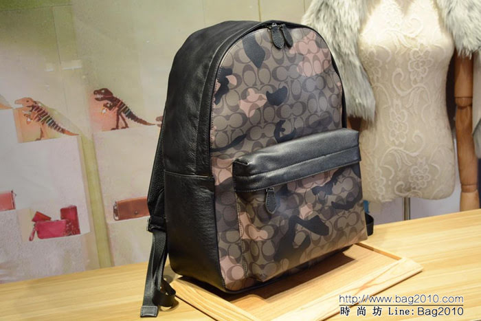 COACH蔻馳 海外代購 59914 新款 男士迷彩綠雙肩背包  Chz1077